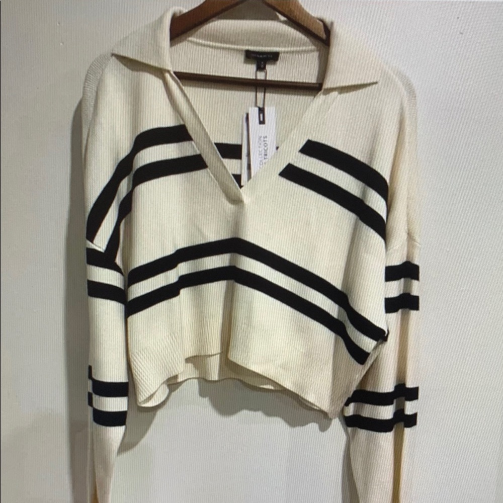 Striped Cream and Black Women's Sweater